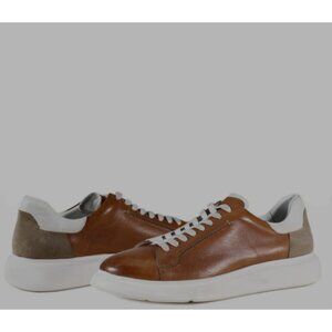 Tan White & Taupe Leather Sneakers